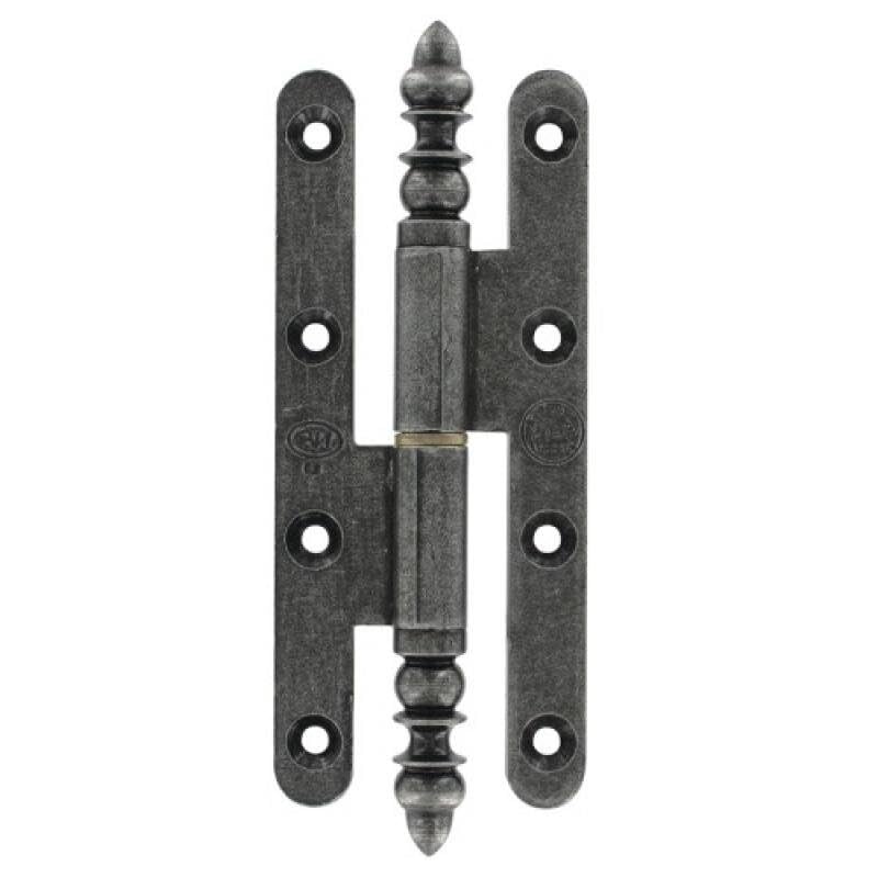 J.bros paumelle rustique acier en 140 x 55 mm patiné vernis, bout rond gauche