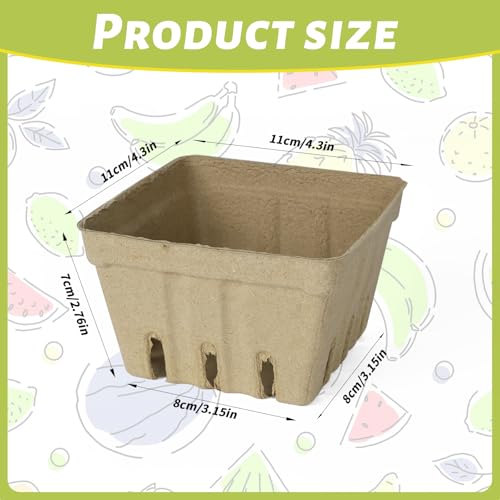 Image of LOUHUA 60 Pcs Natural Pulp Fiber Berry Basket, Small Molded Produce Basket for Strawberry, Blueberry, Raspberry, Vegetable Display, Berry Container for Farmers Market, Grocery Store, Fruit Picking