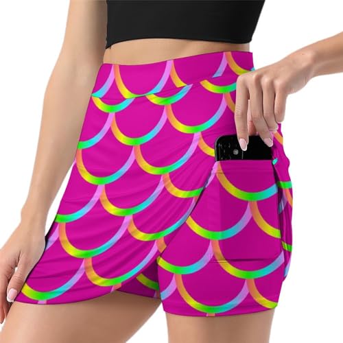 Jupe de tennis rose pour femme avec short intégré et poche Sirène Rose