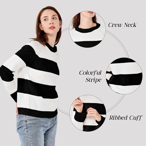 Image of Simple&Opulence Women's Chenille Sweater Crewneck Long Sleeve Pullover Ribbed Cuff Hem Round Neck Jumper Tops