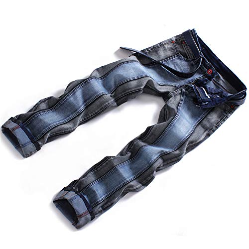 Aititia Men's Stretch Patchwork Slim Straight Fit Biker Jeans (34, Blue Gray) #TOP5