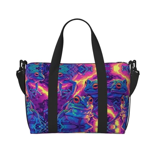 Travel Bag for Weekend Trips, Airplane Carry-On with Adjustable Strap, Frog (3)2