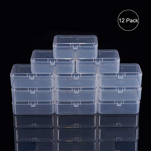 Image of BENECREAT 27 Pack Mixed Size Rectangle Mini Clear Plastic Bead Storage Containers Box Case with lid for Items,Pills,Herbs,Tiny Bead,Jewerlry Findings, and Other Small Items