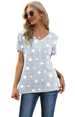 Image of RUBZOOF Women's Short Sleeve Pajama Sets with Pockets Casual V Neck 2 Piece Lounge Sets S-3XL
