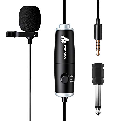 Lavalier Microphone, MAONO AU-101 Hands Free Clip-on Lapel Mic with Omnidirectional Condenser