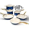 Gotham Steel 12 Pc Ceramic Pots and Pans Set Non Stick, Kitchen Cookware Sets, Pot and Pan Set, Ceramic Cookware Set, Non Toxic Cookware Set, Non Stick Pots and Pan Set, Dishwasher Safe – Cream Navy…