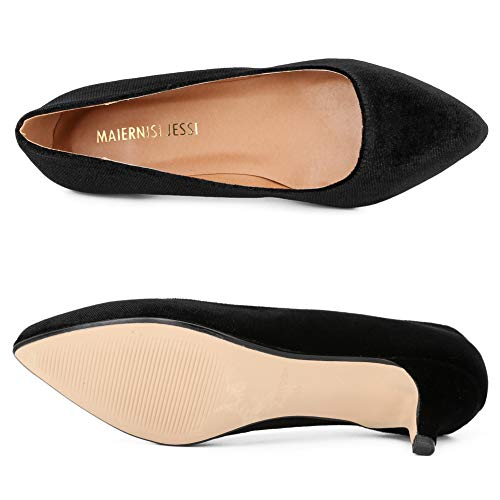 Image of MAIERNISI JESSI Unisex Men's Women's Pointed Toe Kitten Heel Pumps, 2 Inch Low Heel Office Dress Shoes