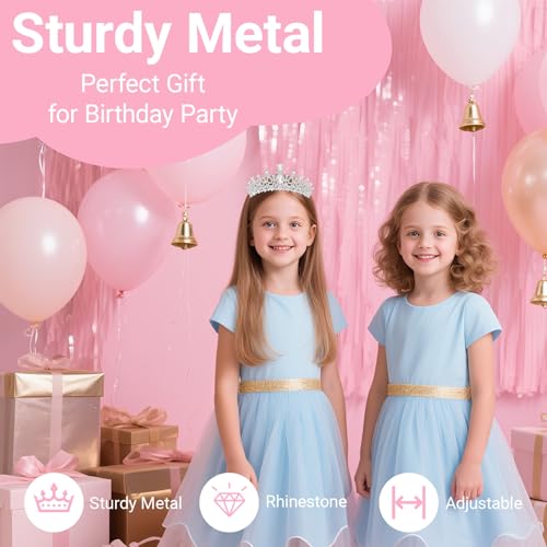 Birthday Tiara and Crown with Sash, Birthday Tiara for Women Party (Silver)