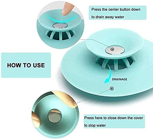 Image of KPNG Shower Drain Stopper - Silicone Bathtub Sink Stopper Hair Trap Hair Catcher Bathtub Drain Strainers Protectors Cover for Floor Laundry Kitchen and Bathroom (Pack of-5, Random)