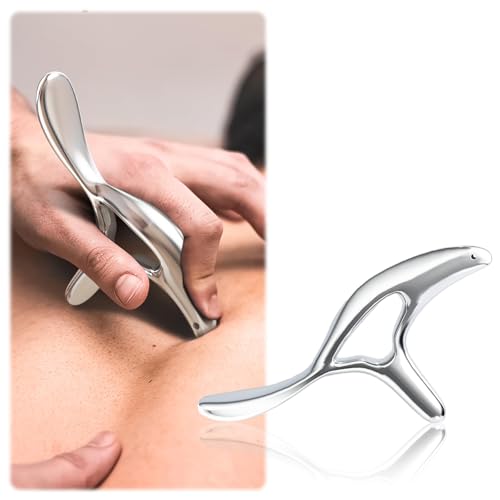 Cosmeria Triggerpunkt Masajeador, Acero Inoxidable Gua Sha Piedra con Mango Ergonómico, Tejido Profundo Alivio Para Tensiones De Cuello A Pies