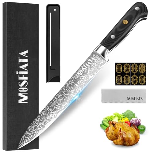 MOSFiATA 8 Zoll Schinkenmesser, Dönermesser EN1.4116 Stahl, Truthahnmesser Schneidmesser Lachsmesser Tranchiermesser, Küchenmesser für Truthahn,...