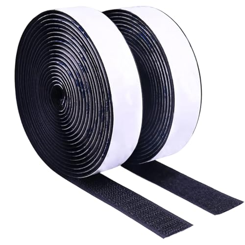Image of WGLILO 1inch x 30 Feet Hook and Loop Strips with Adhesive, Double Sided Nylon Self Adhesive Tape for Home Office School and Crafting, Prevent Sofa Cushions, Mats, Mattresses from Sliding, Black