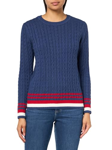 Image of Tommy Hilfiger Women's Cotton Crewneck Cable Sweater