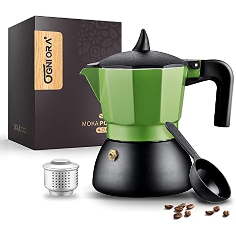 OGNI ORA Espressokocher Induktion geeignet, Camping Kaffeekocher Doppelventil-Mokkakanne zur Vermeidung von Kaffeespritzern Cover