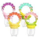 ✅ 【Diseño innovador】 Mordedores para bebés con función de bloqueo mejorada con cierre de seguridad que es a prueba de niños. El mango pequeño perfecto permite que cada bebé disfrute de la comida solo, silicona suave y malla uniforme es fácil de exprimir los jugos de frutas para consumo y es adecuado para la mayoría de los alimentos y se puede llevar en el viaje.