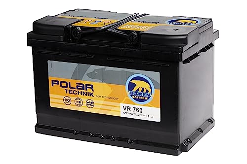 Nessuna manutenzione Baren Batteria Auto AGM L3 VR 760 12V 70Ah 760 A, Polar Technik, Adatta per Veicoli con sistema Start&Stop, Estrema Resistenza ai Cicli di Carica e Scarica