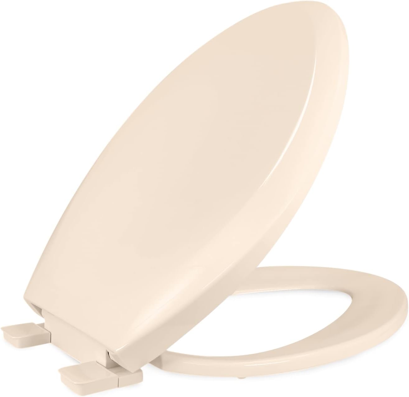 B4TSPE Elongated Plastic Toilet Seat Slow Close ? Easy Remove, Bone