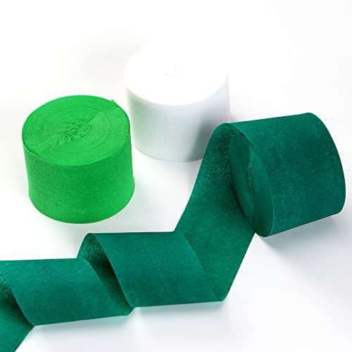 Image of Green-White Birthday Party-Decorations Crepe-Paper Streamers - 9 Rolls Jungle Theme Paper Garland Streamer St. Patrick's Day Neutral Baby Shower Sping Summer Forest Backdrops Decor Panduola
