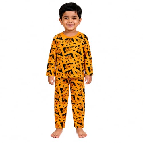 Image of The Mom Store Kids Cotton Night Suit for Boys and Girls | Soft Breathable Night Dress for Kids Boys and Girls | Printed Nightsuit Pajama Set | Comfortable All-Season Sleepwear for Daily Use