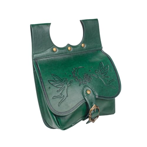 Riñonera medieval de piel verde ideal para festivales renacentistas