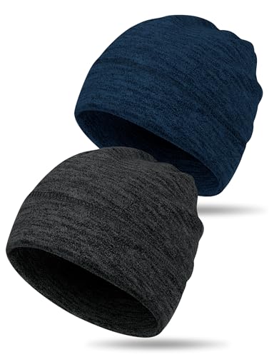MELLIEX 2 Stück Wintermütze Herren und Damen, Fleece Beanie Mütze Skull Cap Multifunktionale Sportmütze für Outdoor-Aktivitäten wie Laufen, Radfahren, Wandern