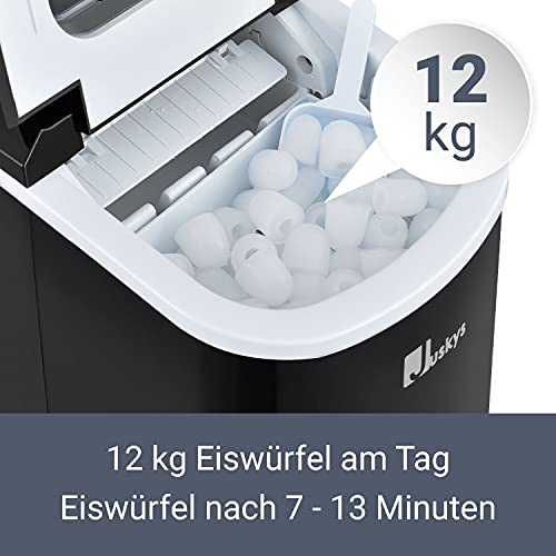 Juskys Eiswürfelmaschine IcyCube - 12 kg in 24 Std. - Eiswürfel in 7-13 min - Eiswürfelbereiter 100 Watt - Icemaker 2,4 Liter Wassertank — Schwarz – Bild 5