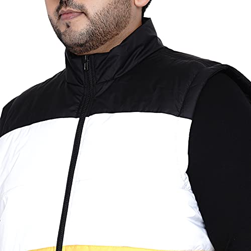 Image of JOHN PRIDE Plus Size Men's Solid Sleeveless Mock Collar Yellow Padded Jacket for Men
