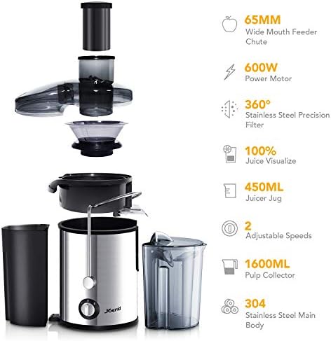 Amazon.com: Juicer Machines, [actualización 2020] Juicer centrífugo Joerid,  extractor de jugo con boquilla ajustable, más ligero y potente, fácil de  limpiar y sin BPA, apto para lavavajillas, incluye cepillo [negro] – 400