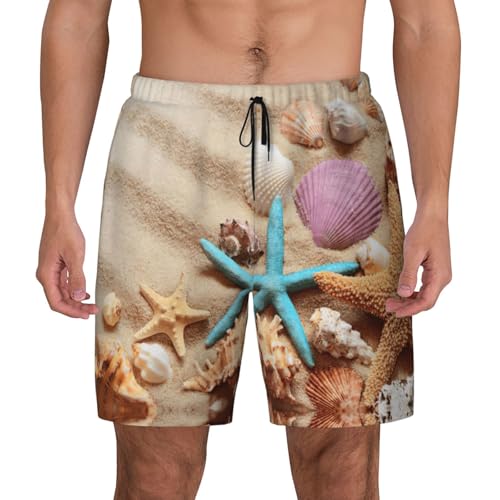 Maillot de bain imprimé coquillages short de plage doublure compression