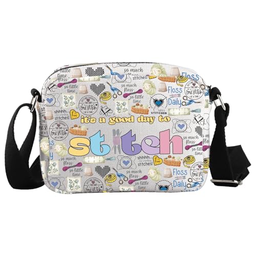 WCGXKO Cross Stitch Crossbody Bag It’s A Good Day to Stitch Quilting Sewing Gift Seamstress Quilters Gift for Sewing Lover