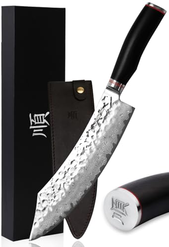 Yousunlong Cuchillos De Trinchar - Cuchillo De Carnicero 254mm - Cuchillo Afilado Damasco Para Barbacoa - Mango Ergonómico De Ébano Con Cuero Yousunlong Cuchillos De Trinchar - Cuchillo De Carnicero 254mm - Cuchillo Afilado Damasco Para Barbacoa - Mango Ergonómico De Ébano Con Cuero