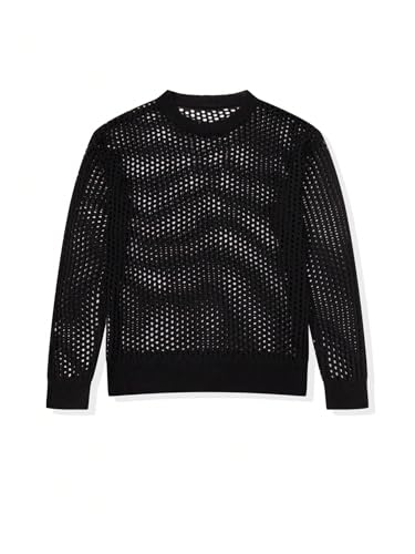 Floerns Men's Hollow Out Long Sleeve Sweater See Through Rave Outfit Knit Pullover Tops3