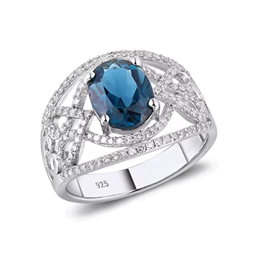 Bague topaze bleu naturel et diamants 925 pour sublimer vos tenues de soirée et grands moments
