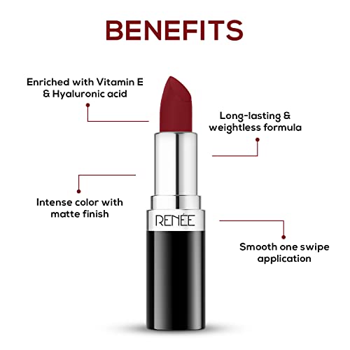 Image of RENEE Stunner Matte Lipstick - Free Spirit 4gm - Intense Color Pay Off, Full Coverage Long Lasting Weightless Velvety Formula With One Swipe Application - Enriched With Vitamin E & Hyaluronic Acid