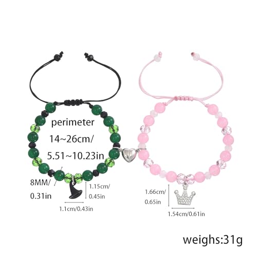 ZNVZTE Elphaba Glinda Friendship Matching Bracelets-Crown Witch Hat Matching Bracelets-BFF Couples Accessories Gifts for Bestfriend Couples Fans Party Dress Accessories