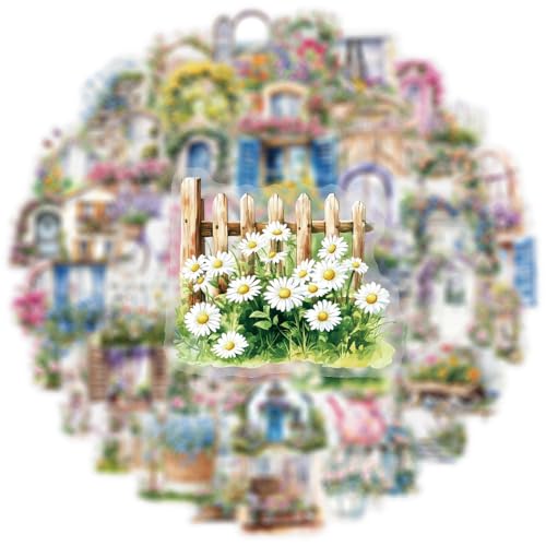 Image of 50PCS Garden Stickers Aesthetic PET Sticker Garden Flower wall Decal Waterproof Decorative Decals for Scrapbook DIY Crafts Album Bullet Journal Planner Water Bottles Laptop Phone (Garden Sticker)