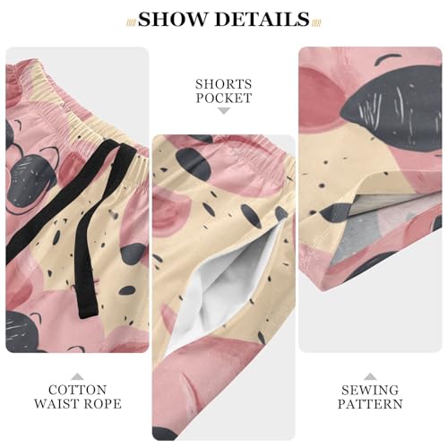 Men's Short Pajama Bottoms Cute Pig Cartoon Home Casual Sleep Pants3