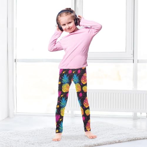 Colorful Pineapple Splash Girls Leggings Soft Stretch Workout Yoga Dance Pants for Kids Casual Tights4