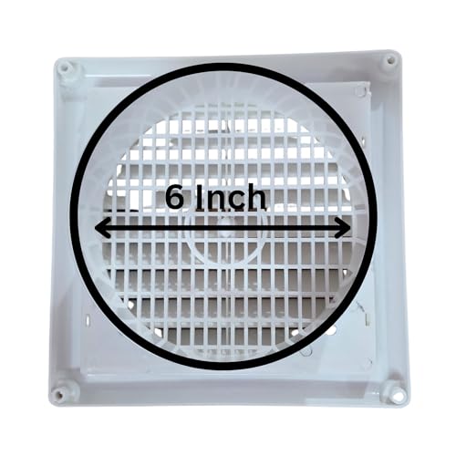 Image of Camcasa 6-Inch Plastic Exhaust Fan Cowl Cover with Louvers - Ventilation Grille for Chimney, Kitchen, Bathroom & Duct Outlet | Anti-Dust & Pest Guard (Square Stripe)