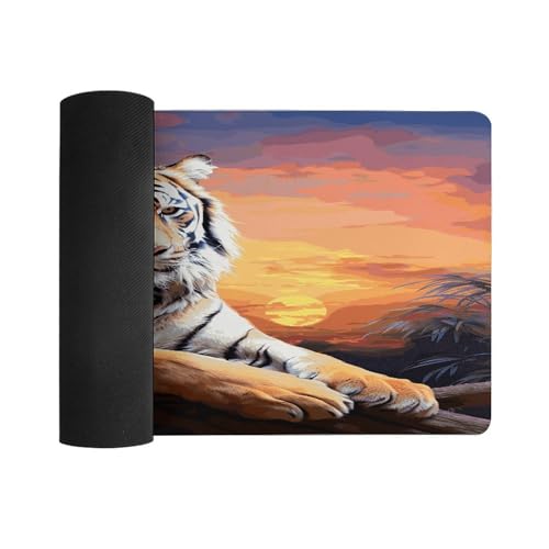 Alfombrilla de Escritorio Grande Tiger Colorful Sunset de Goma miniatura 3