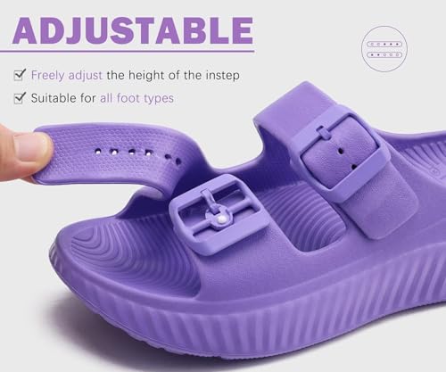 Image of KuaiLu Womens Recovery Sandals With Comfortable Plantar Fasciitis Arch Support, Orthotic Adjustable Thick Cushion Sport Slides Reduces Stress on Feet, Joints & Back Post-Exercise