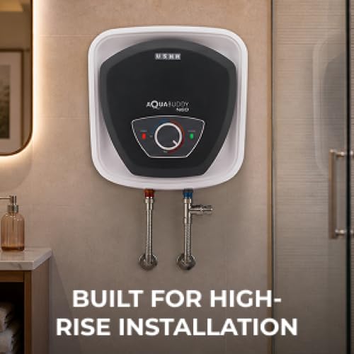 Image of USHA AquaBuddy Neo Geyser 15 Litre 5 Star BEE Rating | Copper Heating Element | Storage Water Heater with Anti-Rust Protection | Warranty: 8 Yr Tank, 2 Yr Product