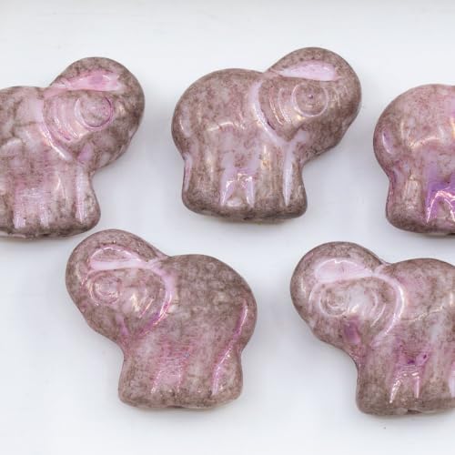 Outlet 50g Elephant Beads, 20 x 21 mm, White Luster Lila (02010-14494), Glass, Czech Republic