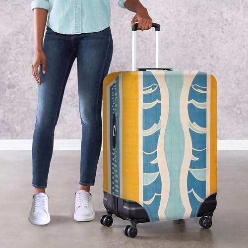 FOR U DESIGNS Luggage Covers for Suitcase Stretchy Protective Luggage Covers Scratch-Resistant Fits 25-28 Inch Carry on Bags Summer Geometric Print Blue4