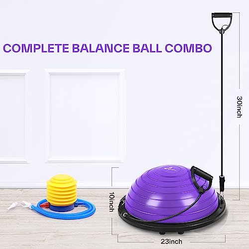 Sportneer Y22-85000-17-SJ0813 Balance Ball Trainer With Resistance Bands And Pump: Inflatable Half Yoga Ball For Home Gym Full-Body Workouts - 23 Inch Non-Slip Half Exercise Ball thumb #6