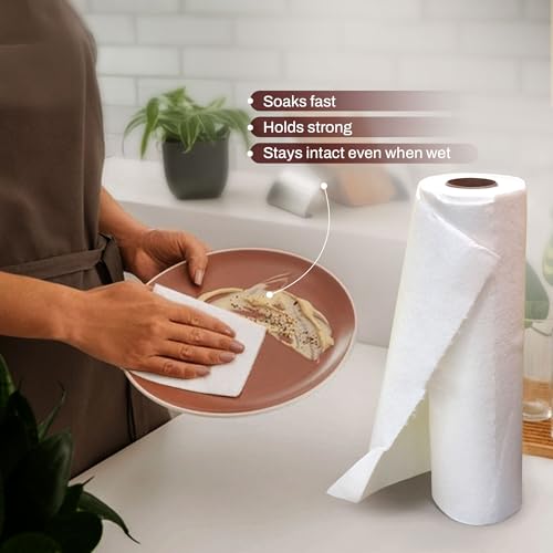 Image of IMECO Reusable Bamboo Kitchen Towel Roll | 2000 Times Washable | Soft & Highly Absorbent | Better Alternative to Dishcloth | 100GSM Paper Towel | Eco Bamboo Wipes for Kitchen Cleaning | 20 Sheets