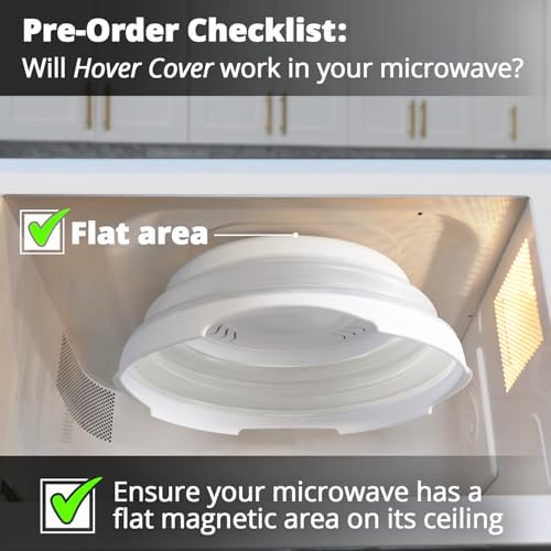 High Power Magnetic Microwave Splatter Cover with strongest magnetic grip, Collapsible 12-Inch BPA-Free Food Lid, Vented Plate Guard, Dishwasher Safe, Space-Saving Magnetic Storage - White