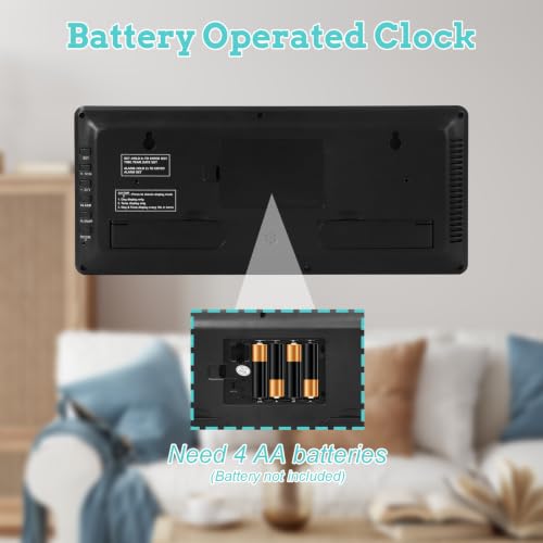 14" Auto Set Digital Clock, Auto DST Wall/Desktop Clock Battery Operated - image 4