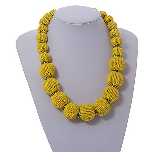 Collier perles de verre jaune de qualité supérieure avec fermoir - 7