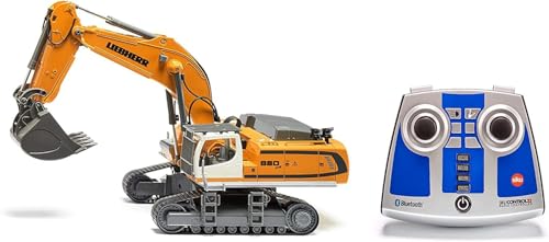 siku 6740, Excavadora sobre orugas Liebherr R980 SME, Teledirigida, 1:32, Incl. mando a distancia Bluetooth, Posibilidad de control mediante App con sonido, Metal/Plástico, Amarillo